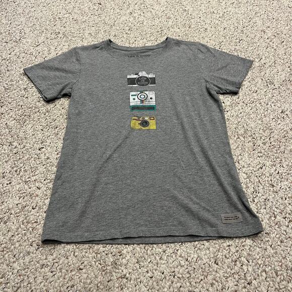 Life Is Good Tops - Life is Good Short Sleeve Crewneck Tee S Camera Don't Be Negative Casual